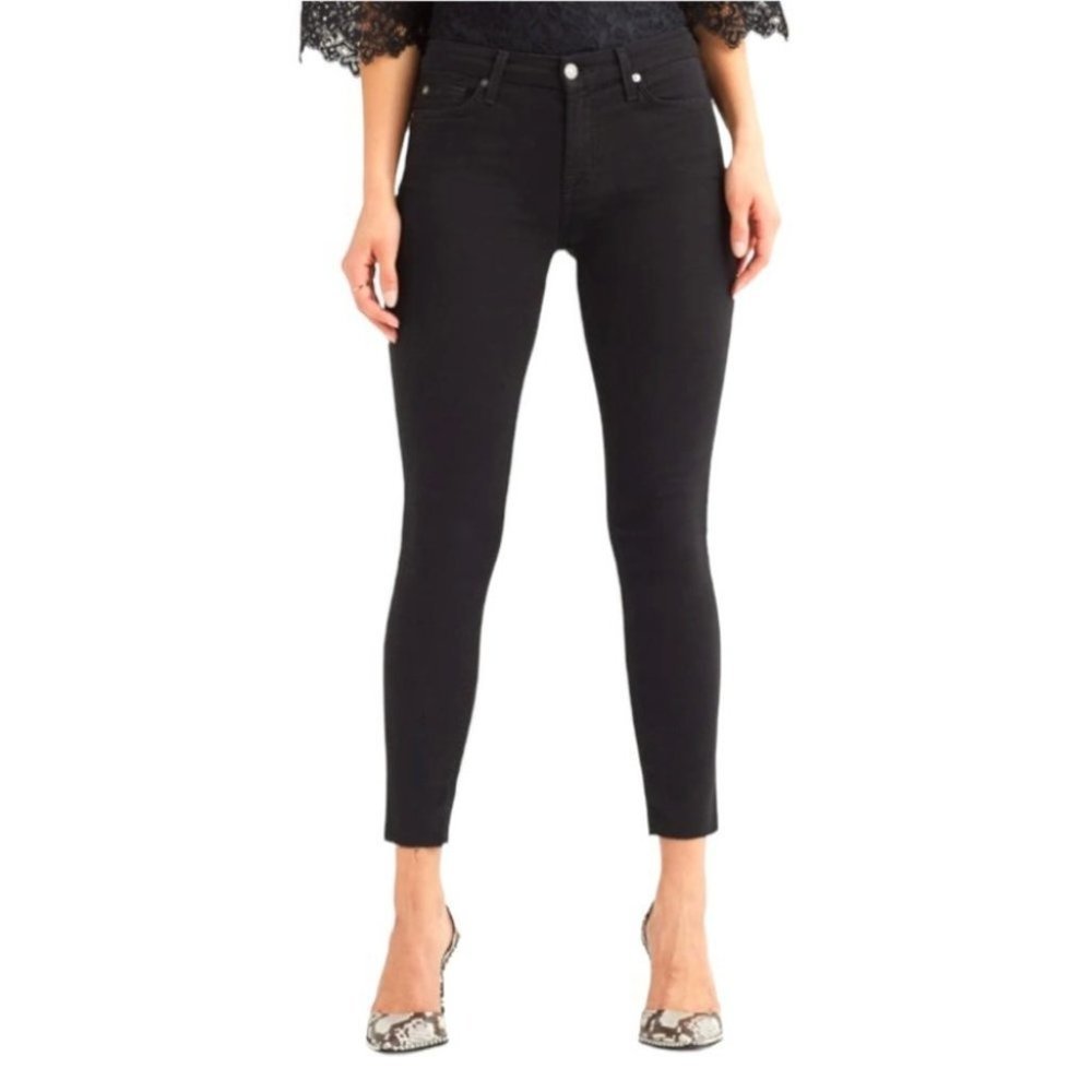 7 For All Mankind The Ankle Skinny Black Jeans Size 24 BL(AIR)